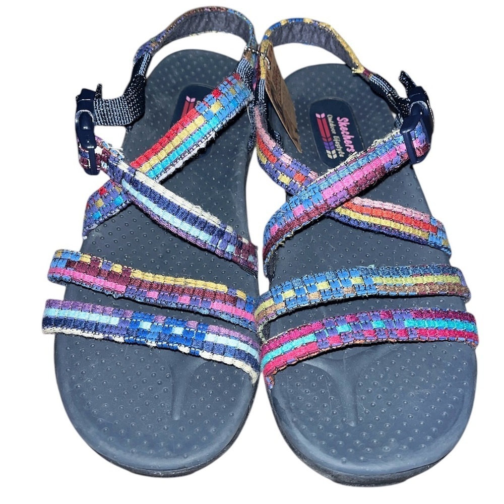 Skechers Reggae - Sew Me Navy Multi Womens Ankle Strap Size 9m
